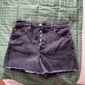 Levi’s Black Denim Ribcage Shorts